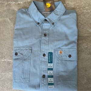 Carhartt Men's Relaxed Fit Long Sleeve Cotton Chambray Work Shirt Blue L NWT